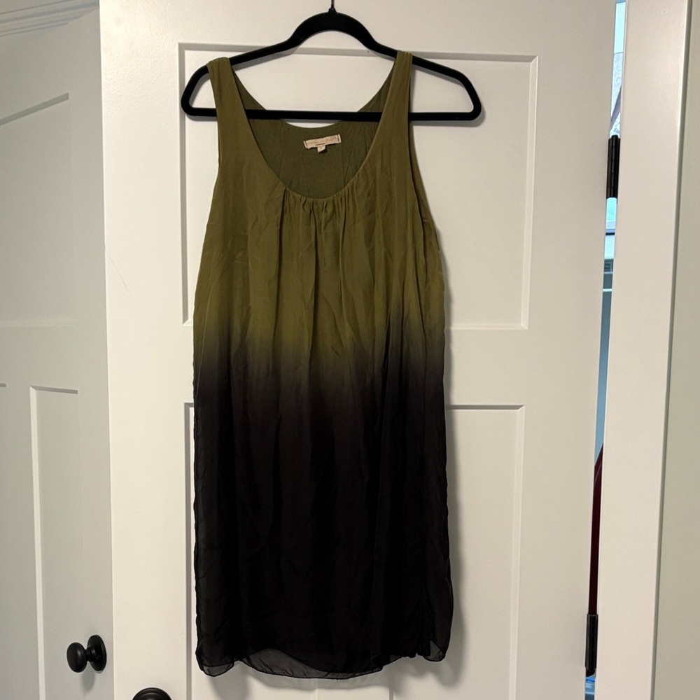 Silk Olive and Black Ombre Sleeveless mini dress